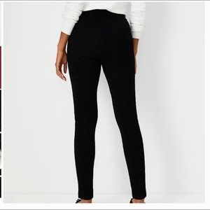 NEW Ann Taylor XS Black Flocked Animal Print Side Zip Legging Pants